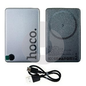 Беспроводная зарядка HOCO Q34 MagSafe + Power Bank 10000 mAh металлический серый фото