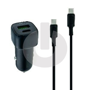 Зарядное устройство автомобильное BOROFONE BZ34B (два порта Type-C 20W и USB-A 18W, Кабель Type-C - Type-C) черное фото