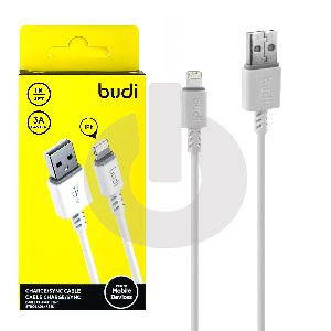 Кабель USB - Lightning Budi 011L (1м х 3A) белый фото