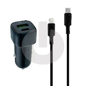 Зарядное устройство автомобильное BOROFONE BZ34B (два порта Type-C 20W и USB-A 18W, Кабель Type-C - Lightning) черное фото
